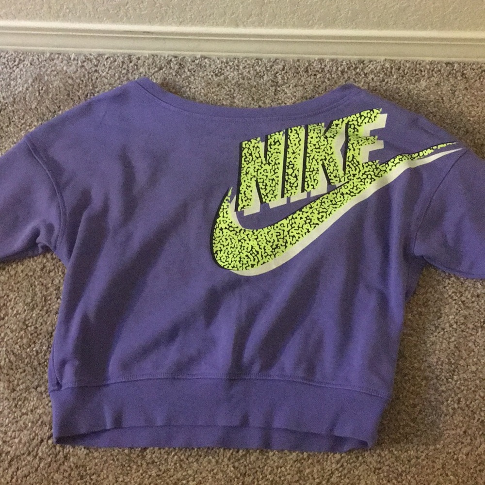 Nike Cropped Purple and Yellow Sweater